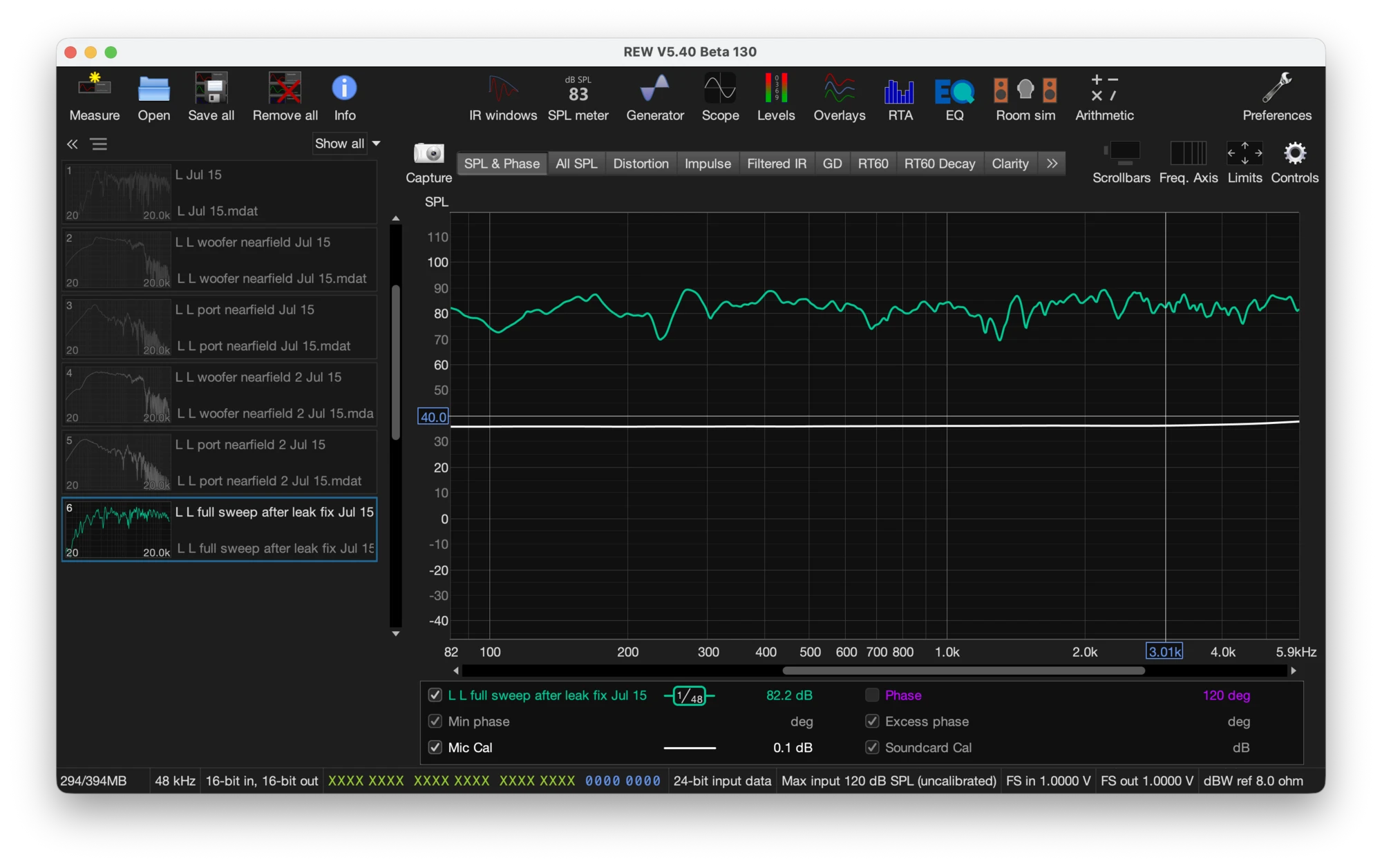 REW full sweep measurement